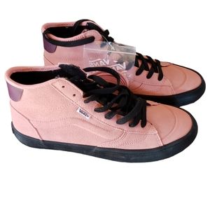 Vans Pink and Black Mid-Top Athletic Shoes